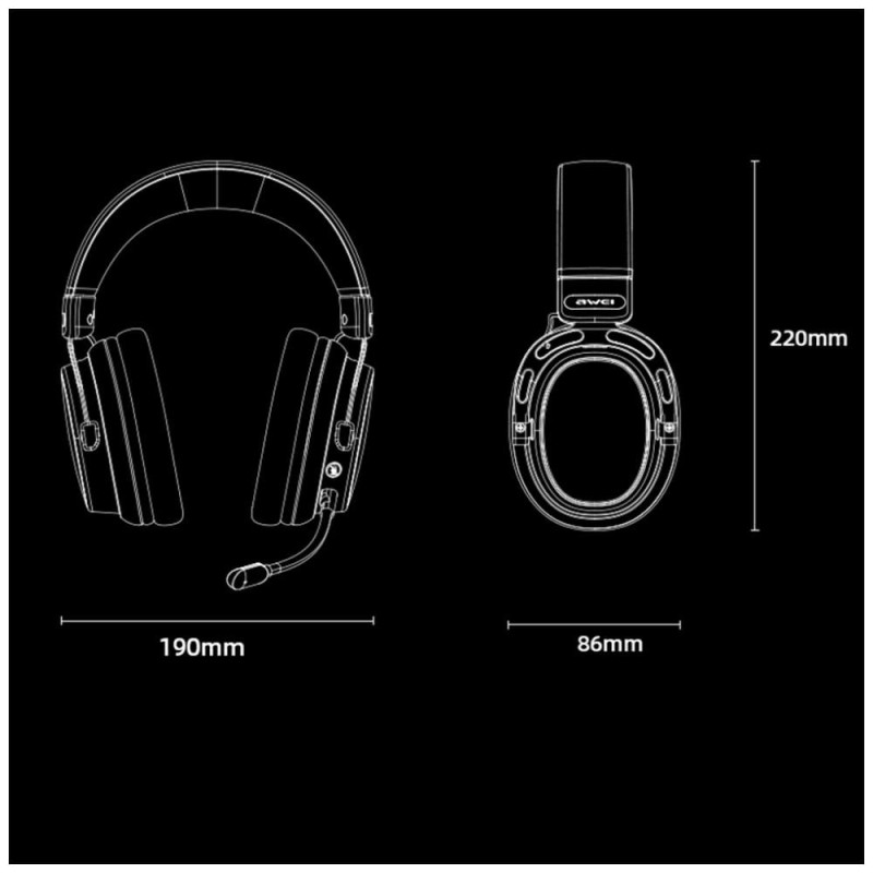 Słuchawki nauszne AT36 bluetooth 5.4 mikrofon czarne | PartsPC.pl