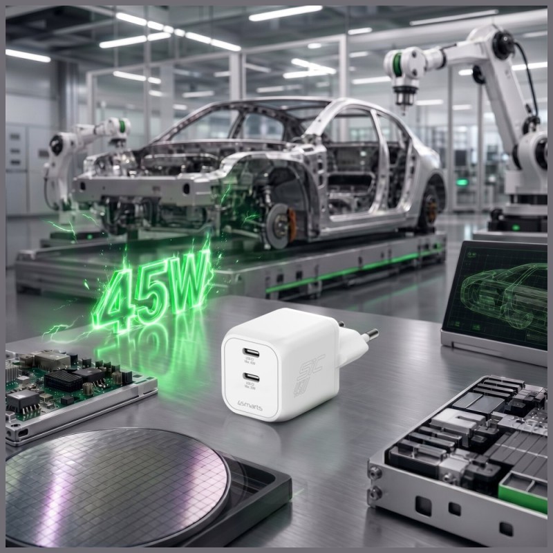 Ładowarka sieciowa 45W PD SiC Dual biała | PartsPC.pl