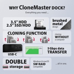 ADSA-SC Stacja dokująca, USB 3.2 Gen 1 - 2x SATA 6G 2.5"/3.5… | PartsPC.pl