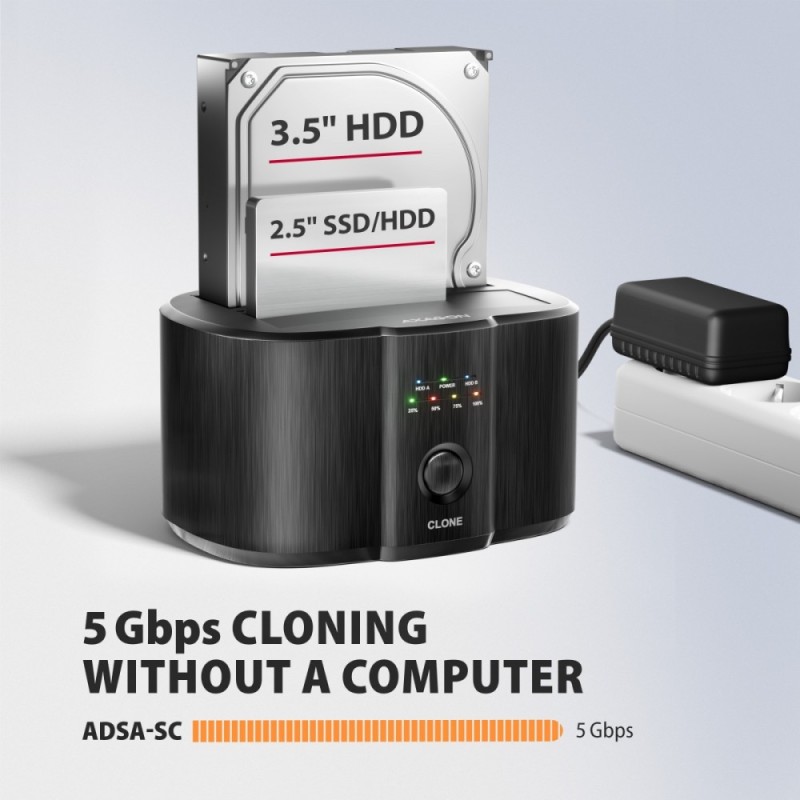 ADSA-SC Stacja dokująca, USB 3.2 Gen 1 - 2x SATA 6G 2.5"/3.5… | PartsPC.pl