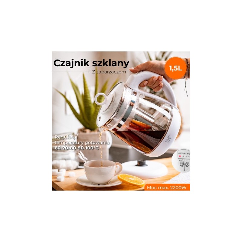 Czajnik szklany 1,5l z zaparzaczem i regulacją temperatury A… | PartsPC.pl