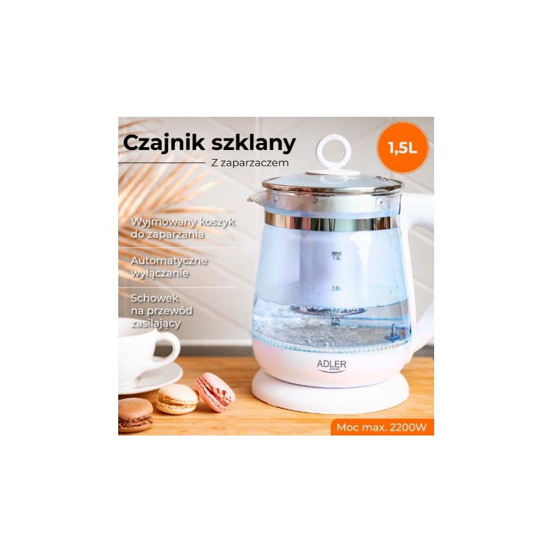 Czajnik szklany 1,5l z zaparzaczem i regulacją temperatury A… | PartsPC.pl