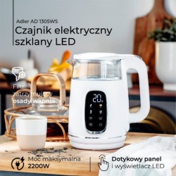 Czajnik 1,7l LED regulacją temperatury AD 1305WS | PartsPC.pl