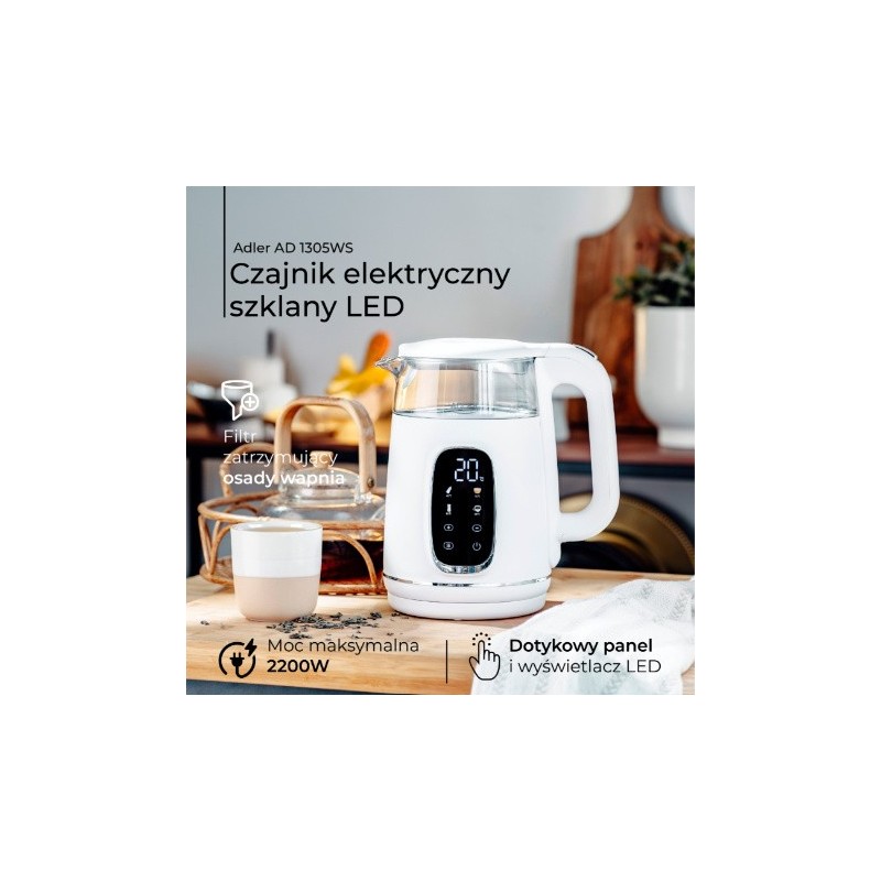 Czajnik 1,7l LED regulacją temperatury AD 1305WS | PartsPC.pl
