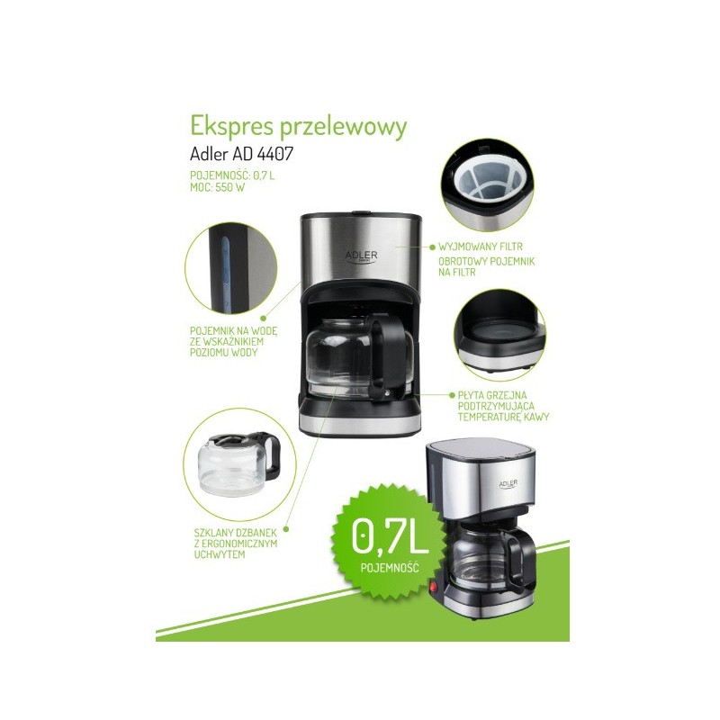 Ekspres przelewowy 0.7l AD 4407 | PartsPC.pl
