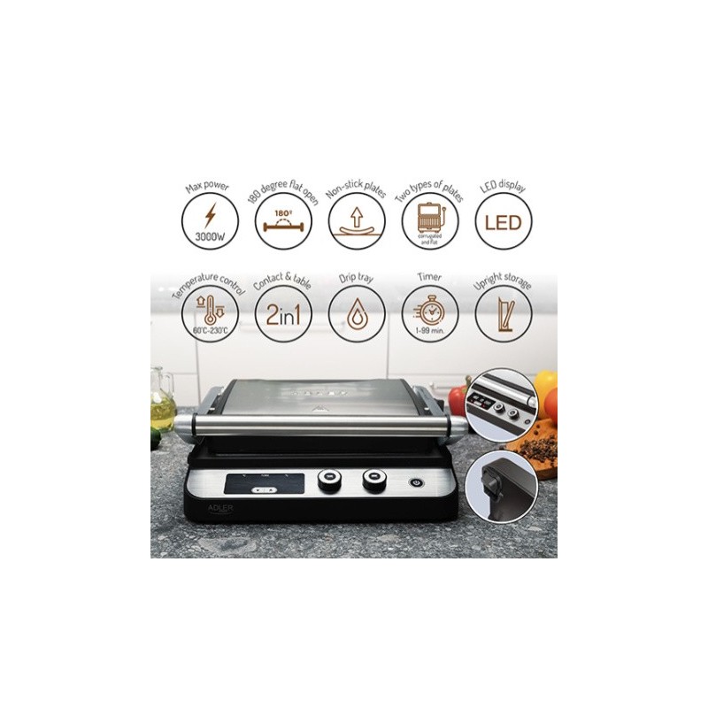 Grill elektryczny LED 2w1 AD 3059 | PartsPC.pl