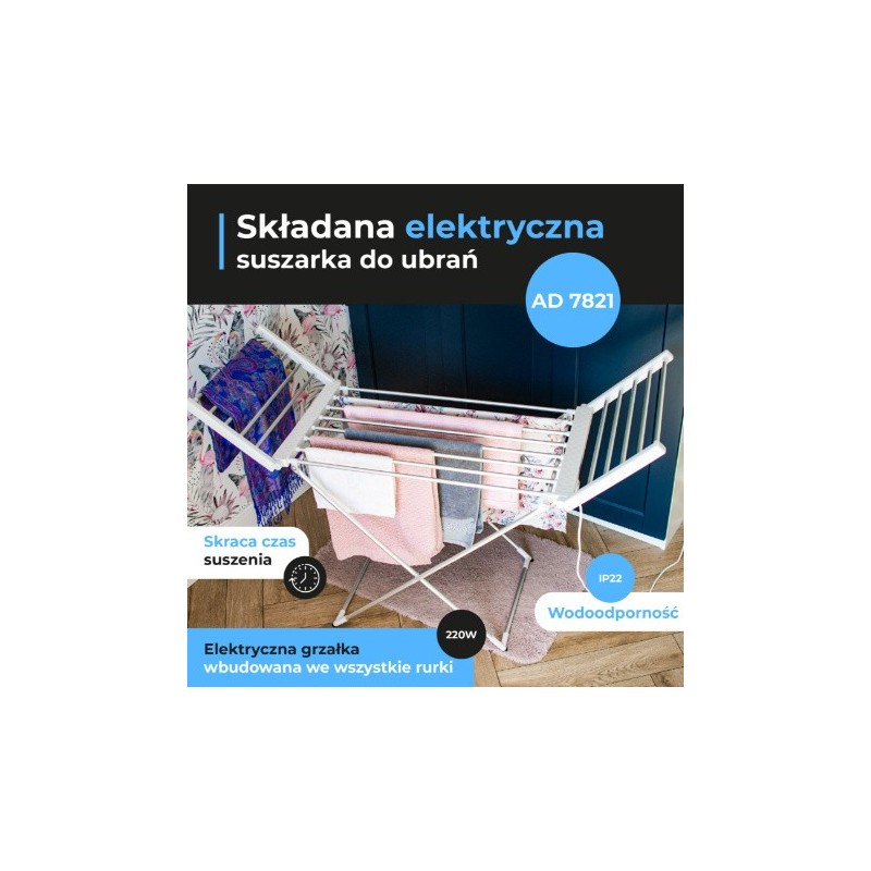 Elektryczna składana suszarka do ubrań AD 7821 | PartsPC.pl