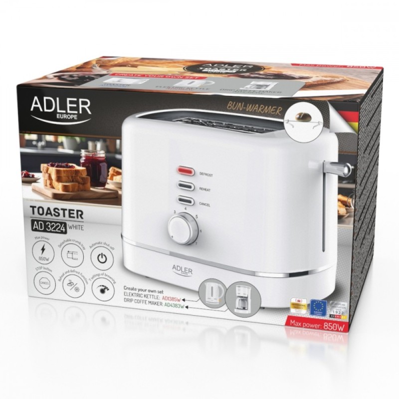 Toster z rusztem do bułek AD 3224W biały | PartsPC.pl