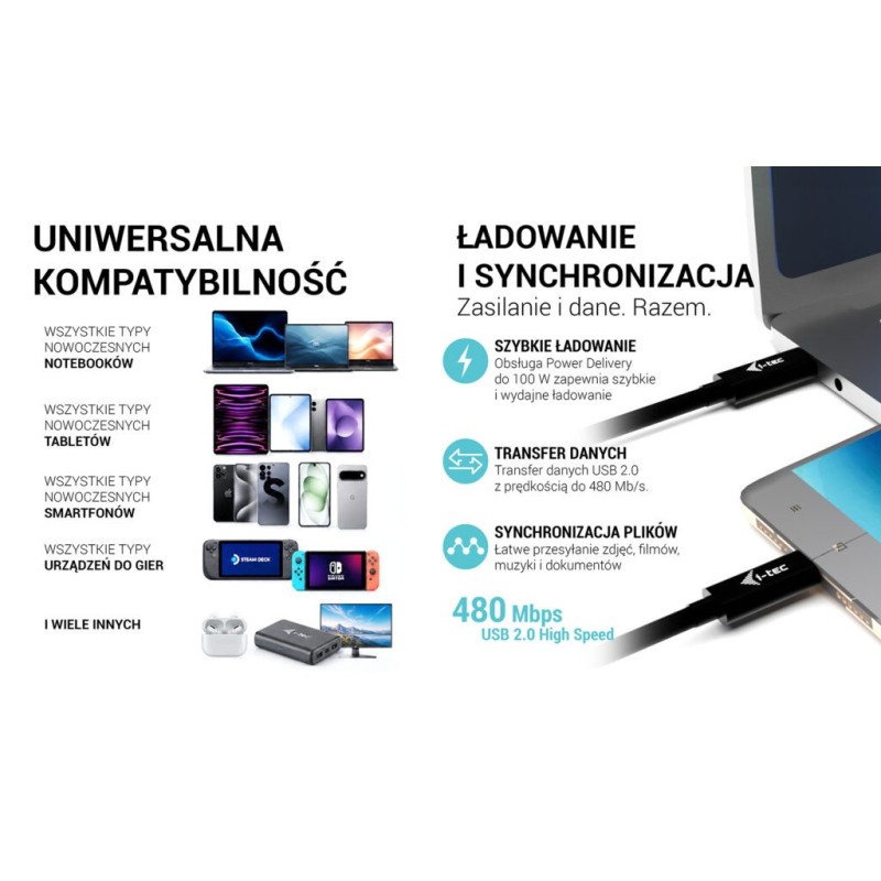 Kabel USB-C TB5 1.8m, czarny | PartsPC.pl