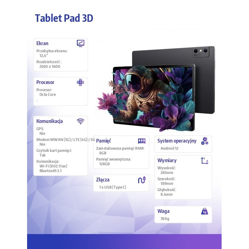 Nubia Tablet Pad 3D Wi-Fi 12,4 8/128GB | PartsPC.pl