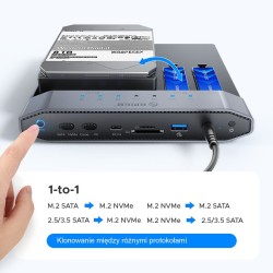 Orico Stacja klonująca na 3 dyski, M.2 NVMe, M.2 SATA, SATA … | PartsPC.pl