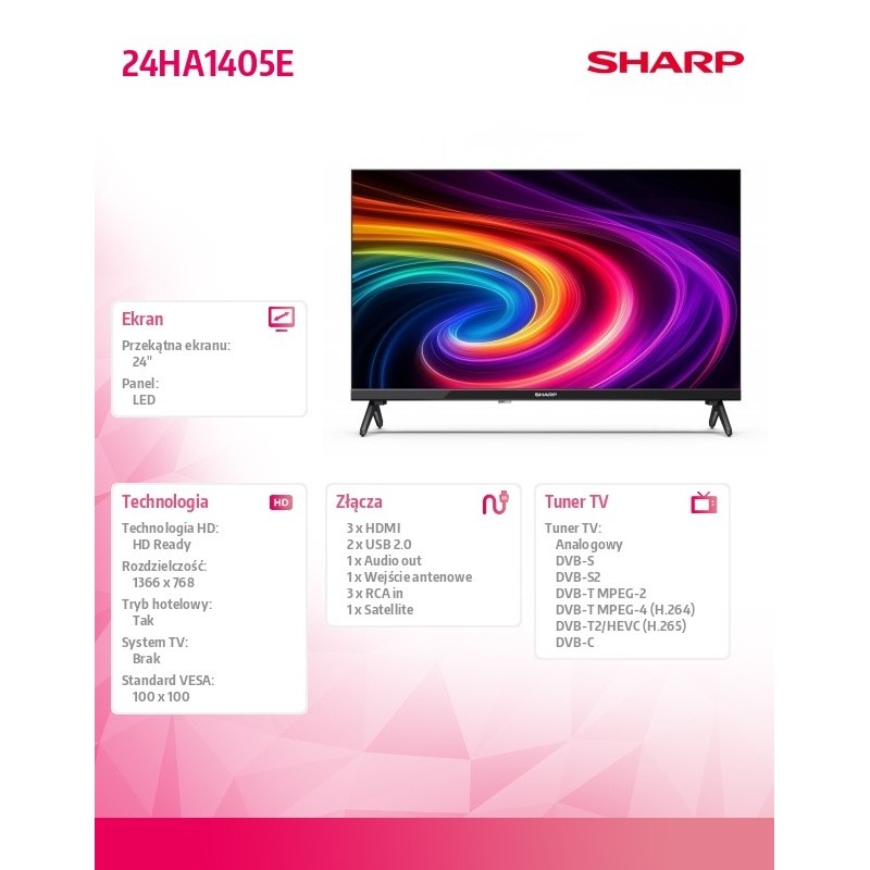 Sharp Telewizor LED 24 cale 24HA1405E | PartsPC.pl