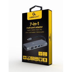 Adapter USB-C Hub USB-C PD GbE VGA HDMI 3xUSB 3.1 card audio | PartsPC.pl