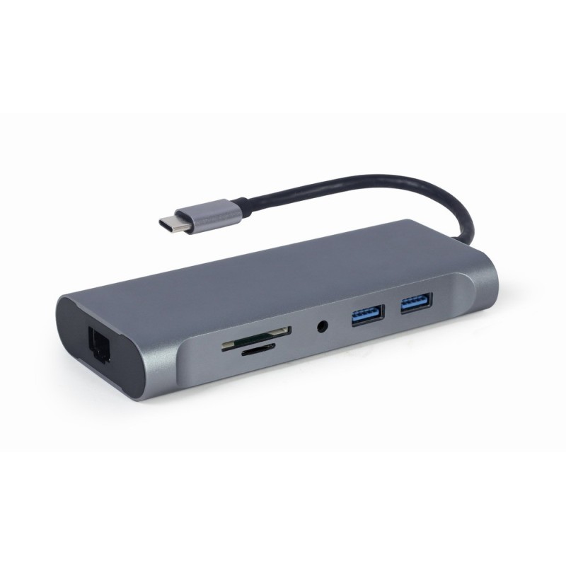 Adapter USB-C Hub USB-C PD GbE VGA HDMI 3xUSB 3.1 card audio | PartsPC.pl