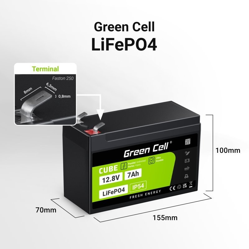 Akumulator CUBE LiFePO4 7Ah 12V/12.8V 89.6Wh | PartsPC.pl