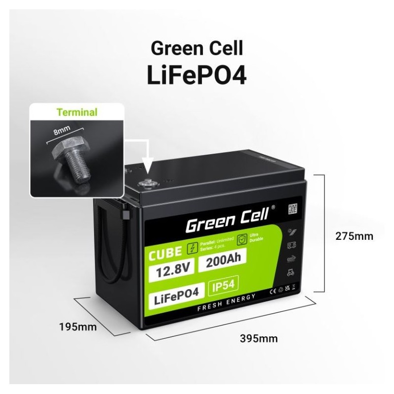 Akumulator LiFePO4 200Ah 12V/12.8V 2560Wh | PartsPC.pl