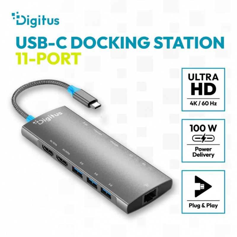 Stacja dokująca USB-C 11-portowa, HDMI 8K/30Hz + HDMI 4K/60H… | PartsPC.pl