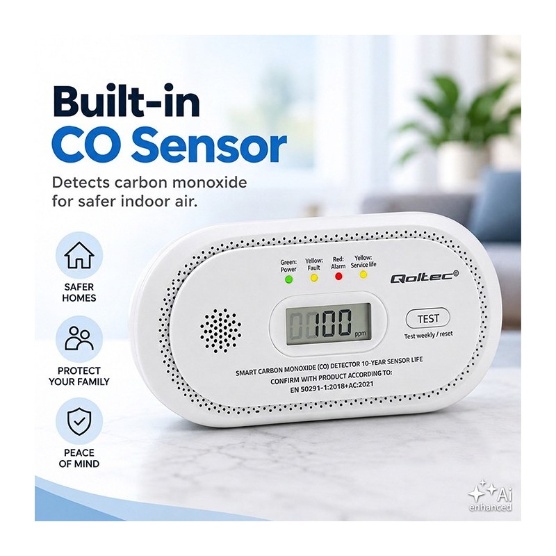 Czujnik tlenku węgla | detektor CO | alarm 85dB | PartsPC.pl