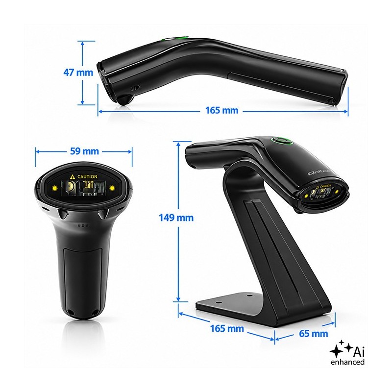 Bezprzewodowy czytnik kodów kreskowych 1D 2D + stojak na ska… | PartsPC.pl