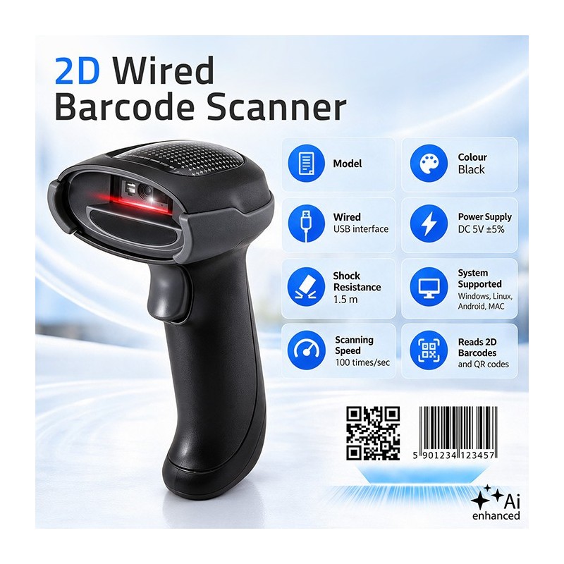 Czytnik kodów kreskowych 1D 2D | QR | EAN | USB | PartsPC.pl