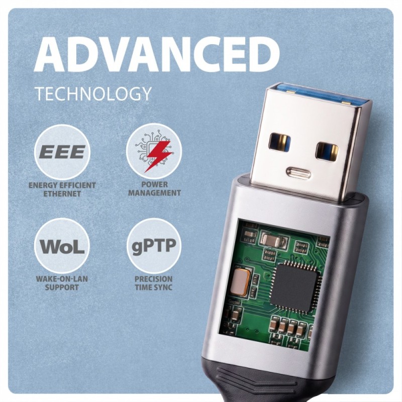 ADE-AM30 USB-A Gigabit Ethernet adapter z zintegrowanym kabl… | PartsPC.pl