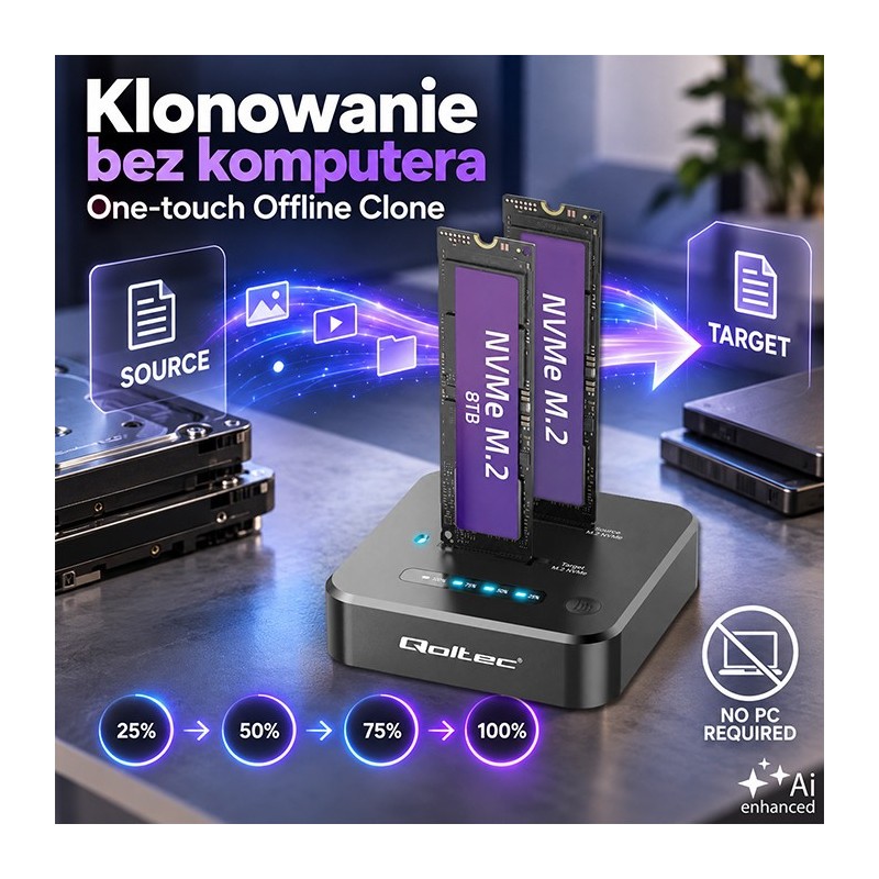 Stacja dokująca dysków SSD M.2 NVMe | PCIe | DUAL 2x8TB | US… | PartsPC.pl