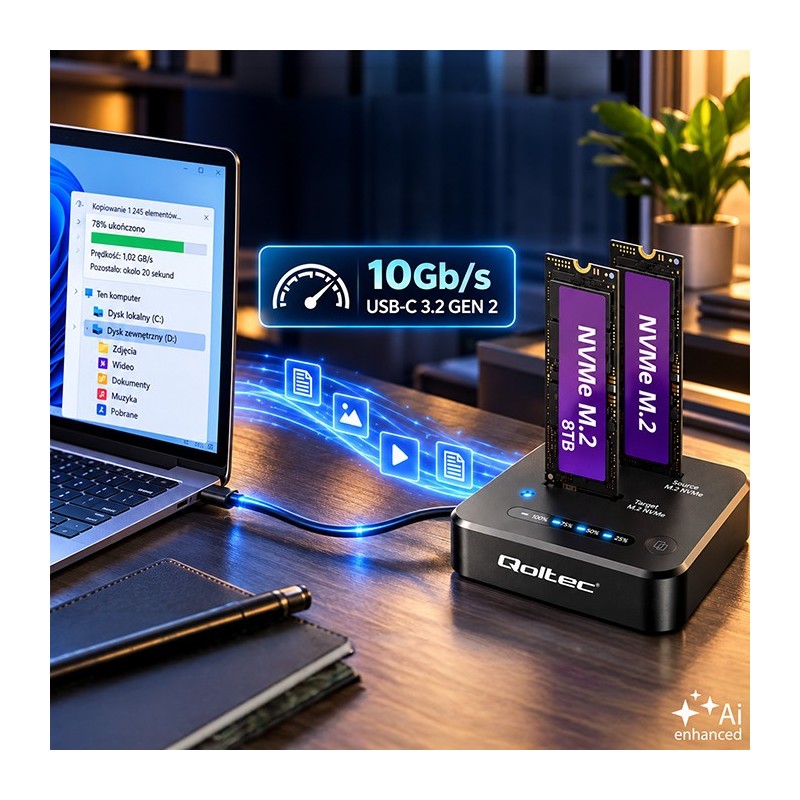 Stacja dokująca dysków SSD M.2 NVMe | PCIe | DUAL 2x8TB | US… | PartsPC.pl