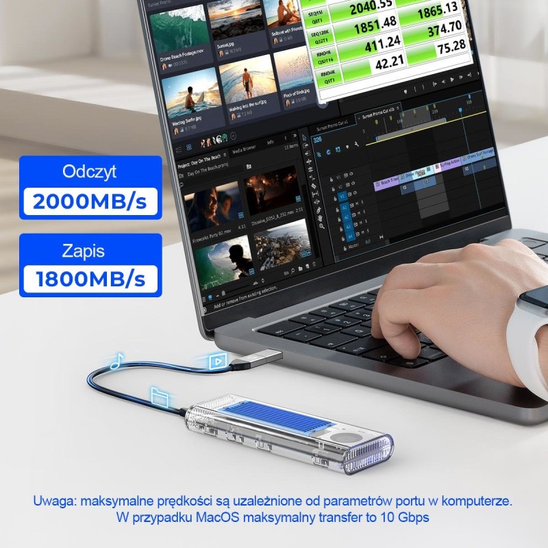 Orico Obudowa na dysk M.2 NVMe, USB-C 20Gbps | PartsPC.pl