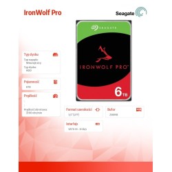 Dysk IronWolfPro 6TB 3.5" 256MB ST6000NT001 | PartsPC.pl