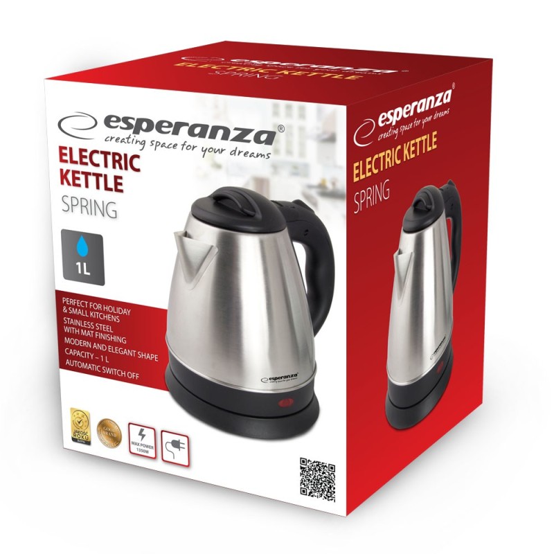 Esperanza Czajnik elektryczny Spring 1.0L inox | PartsPC.pl