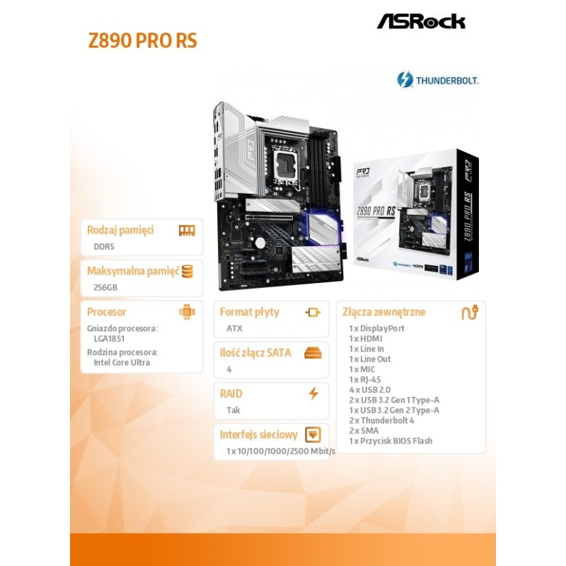 ASRock Płyta główna Z890 PRO RS ATX | PartsPC.pl