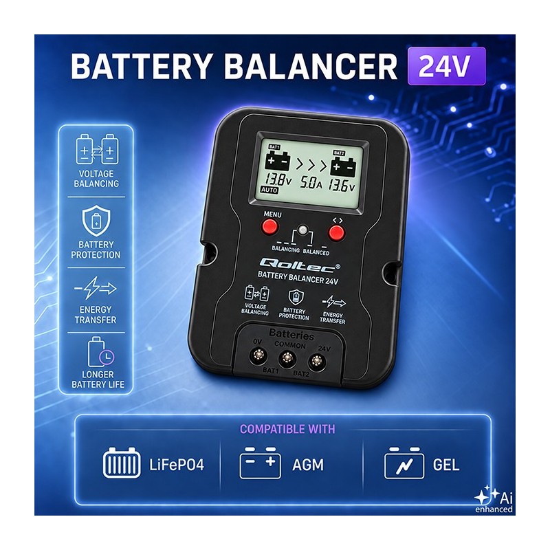 Balanser napięcia 24V do akumulatorów 2x12V | 5A | AGM GEL L… | PartsPC.pl