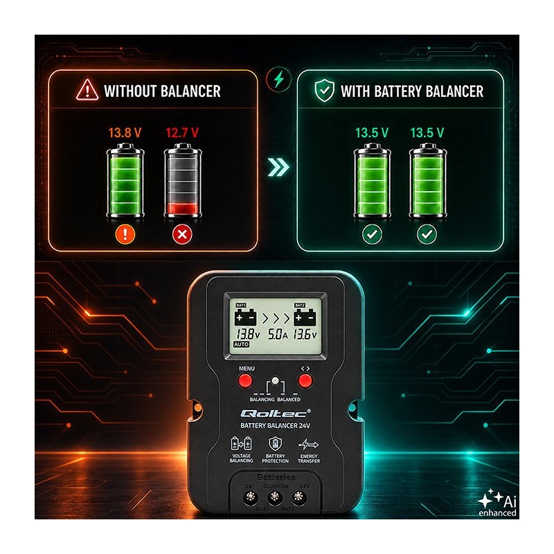 Balanser napięcia 24V do akumulatorów 2x12V | 5A | AGM GEL L… | PartsPC.pl