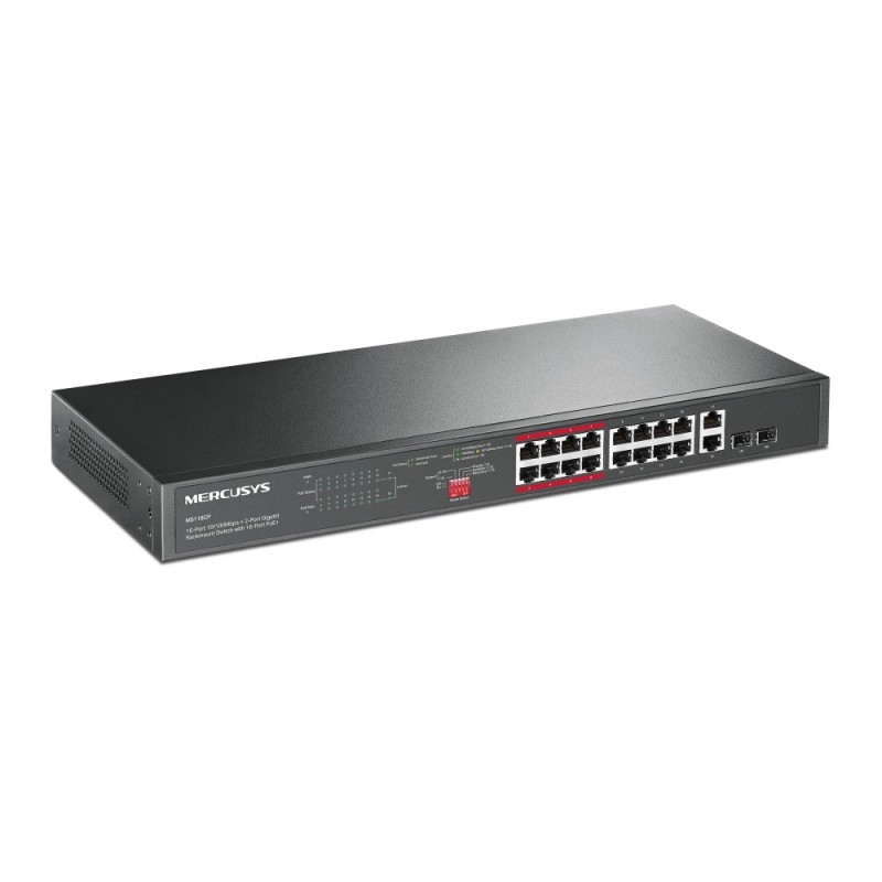 Przełącznik MS118CP 16-Port 10/100M + 2-Port G Rack Sw16PoE | PartsPC.pl