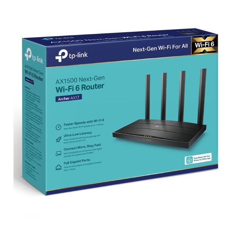 Router AX1500 Dual-Ban Wi-Fi 6 Archer AX17 SPEED: 300 Mbps a… | PartsPC.pl