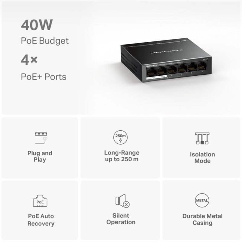 Przełącznik Mercusys 6-Port 10/100 Mbps Desktop Switch with … | PartsPC.pl