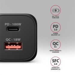 Ładowarka sieciowa ACU-PQ100 GaN 100W, 2x port (USB-C + USB-… | PartsPC.pl