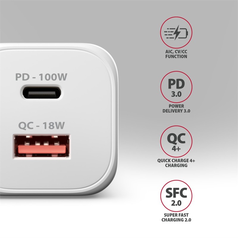 Ładowarka sieciowa ACU-PQ100W GaN 100W, 2x port (USB-C + USB… | PartsPC.pl