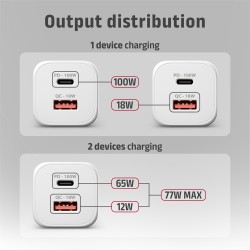 Ładowarka sieciowa ACU-PQ100W GaN 100W, 2x port (USB-C + USB… | PartsPC.pl