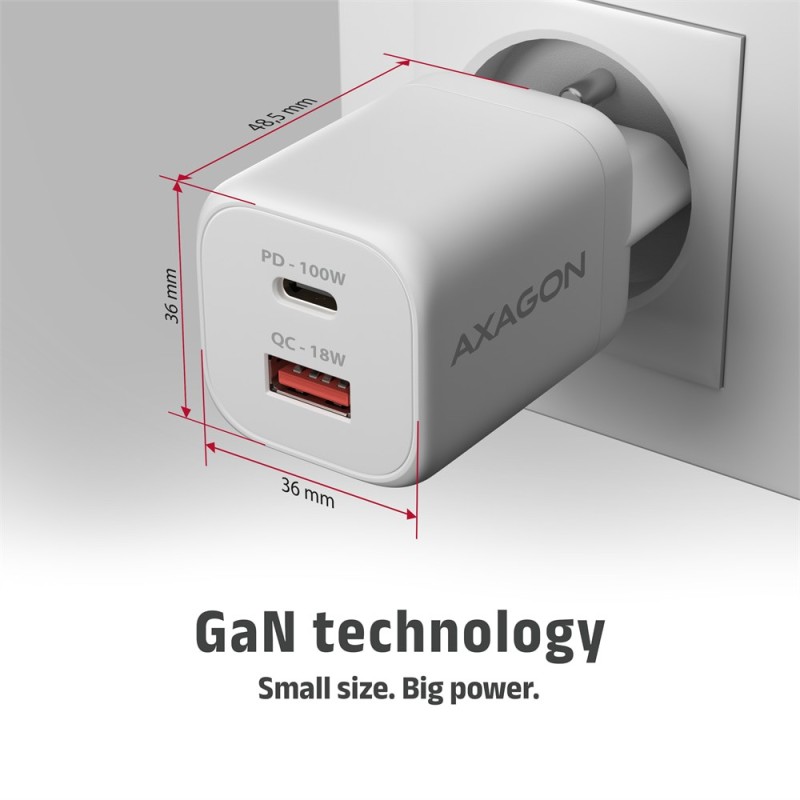 Ładowarka sieciowa ACU-PQ100W GaN 100W, 2x port (USB-C + USB… | PartsPC.pl