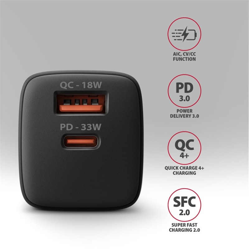 Ładowarka sieciowa ACU-PQ33 GaN 33W, 2x port (USB-C + USB-A)… | PartsPC.pl