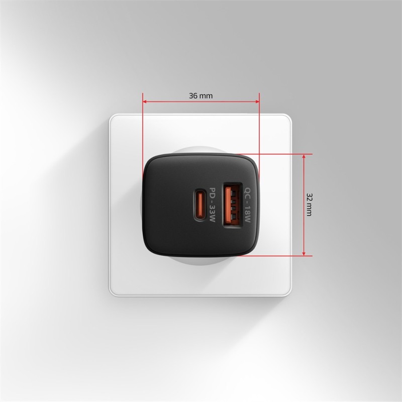 Ładowarka sieciowa ACU-PQ33 GaN 33W, 2x port (USB-C + USB-A)… | PartsPC.pl