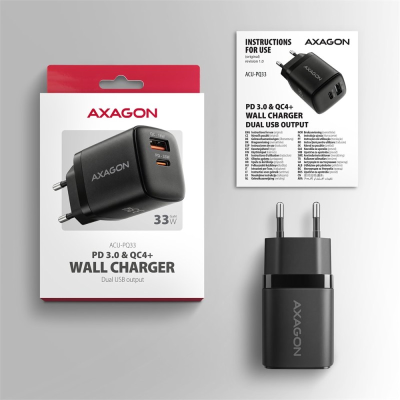 Ładowarka sieciowa ACU-PQ33 GaN 33W, 2x port (USB-C + USB-A)… | PartsPC.pl
