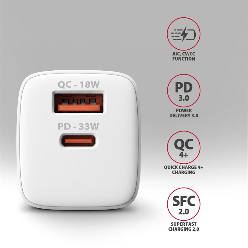 Ładowarka sieciowa GaN 33W ACU-PQ33W, 2x port (USB-C + USB-A… | PartsPC.pl