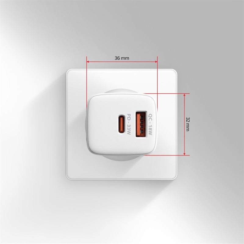Ładowarka sieciowa GaN 33W ACU-PQ33W, 2x port (USB-C + USB-A… | PartsPC.pl
