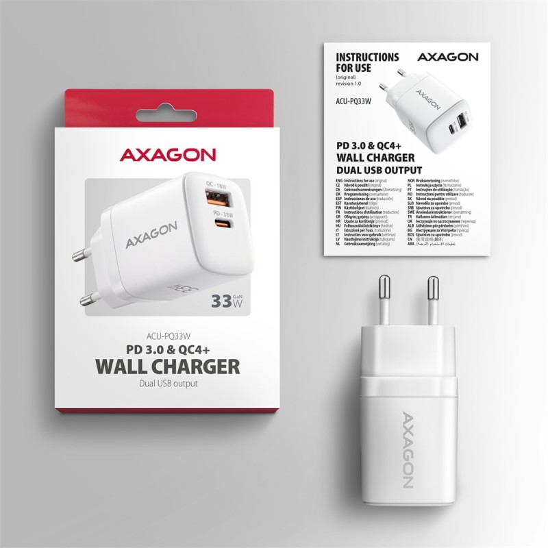 Ładowarka sieciowa GaN 33W ACU-PQ33W, 2x port (USB-C + USB-A… | PartsPC.pl