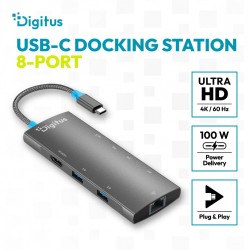 Stacja dokująca USB-C 8-portowa, HDMI 4K/60Hz, 4x USB-A + 1x… | PartsPC.pl