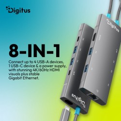 Stacja dokująca USB-C 8-portowa, HDMI 4K/60Hz, 4x USB-A + 1x… | PartsPC.pl
