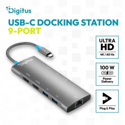 Stacja dokująca USB-C 9-portowa, 2x HDMI 4K/60Hz, 4x USB-A +… | PartsPC.pl