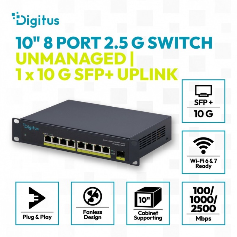 Przełącznik sieciowy niezarządzalny 10" 8x RJ45 2.5G, 1x SFP… | PartsPC.pl